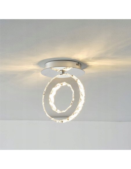 Lampa sufitowa LED GIRONA w kolorze srebrnym - elegancki plafon do kuchni i sypialni z ciepłym światłem.