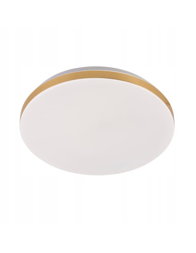 Plafon sufitowy BABILON LED - nowoczesna lampa z mlecznym kloszem i złotą obwódką, idealna do eleganckich wnętrz
