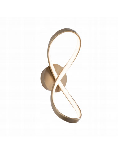 Lampa ścienna FERMI w złocie z regulacją barwy, 600 lumenów, nowoczesny design, odwrócony znak nieskończoności.