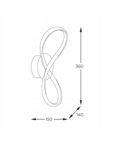 Lampa ścienna FERMI w złocie z regulacją barwy, 600 lumenów, nowoczesny design, odwrócony znak nieskończoności.