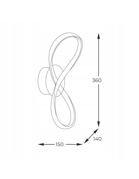 Lampa ścienna FERMI w złocie z regulacją barwy, 600 lumenów, nowoczesny design, odwrócony znak nieskończoności.