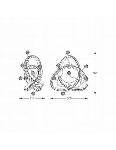 Nowoczesny kinkiet MAIA LED - elegancki design z motywem światełek, czarny i chromowany, doskonały do każdego wnętrza
