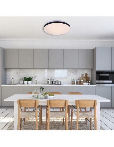 Plafon LED BABILON - eleganckie oświetlenie sufitowe w czerni, idealne do kuchni i biura, energooszczędny design.