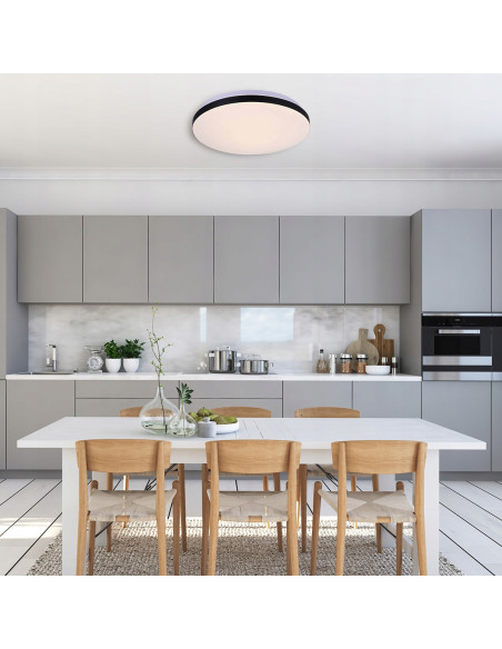 Plafon LED BABILON - eleganckie oświetlenie sufitowe w czerni, idealne do kuchni i biura, energooszczędny design.