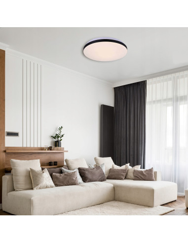 Plafon LED BABILON - eleganckie oświetlenie sufitowe w czerni, idealne do kuchni i biura, energooszczędny design.