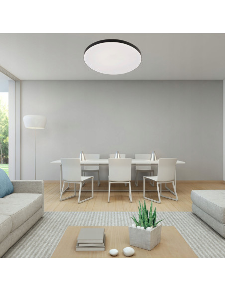 Plafon LED BABILON - eleganckie oświetlenie sufitowe w czerni, idealne do kuchni i biura, energooszczędny design.