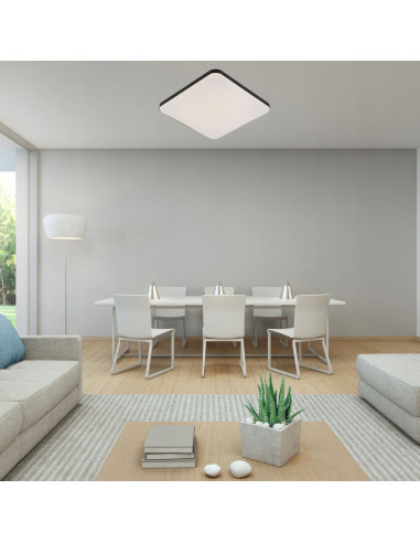 Plafon kwadratowy Babilon LED 4000K - nowoczesna lampa sufitowa do biura i salonu w kolorze czarno-białym