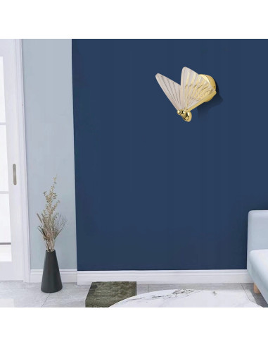 Elegancka Lampa Kinkietowa Mariposa LED z Motywem Motyla - Złote Oświetlenie do Sypialni i Korytarza