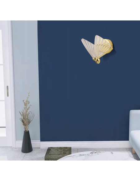 Elegancka Lampa Kinkietowa Mariposa LED z Motywem Motyla - Złote Oświetlenie do Sypialni i Korytarza