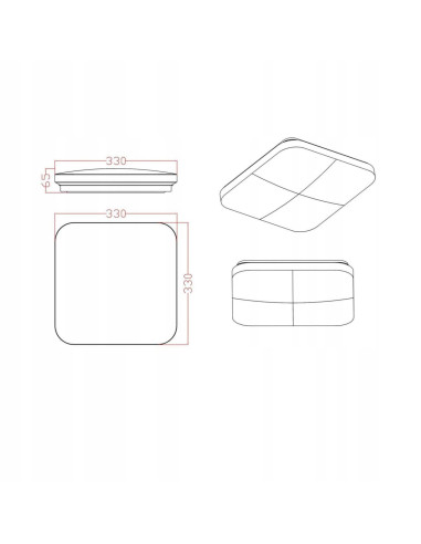 Plafon kwadratowy Babilon LED 18W z czarną obwódką - eleganckie oświetlenie do kuchni i jadalni, akryl wysokiej jakości.