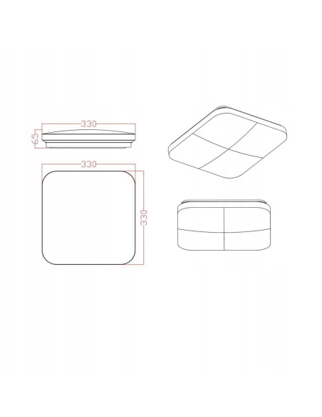 Plafon kwadratowy Babilon LED 18W z czarną obwódką - eleganckie oświetlenie do kuchni i jadalni, akryl wysokiej jakości.