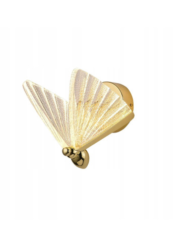 Elegancka Lampa Kinkietowa Mariposa LED z Motywem Motyla - Złote Oświetlenie do Sypialni i Korytarza