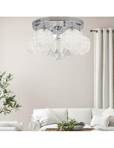 Lampa sufitowa SADA LED w stylu glamour - elegancki plafon z rzeźbionymi kloszami do salonu i holu