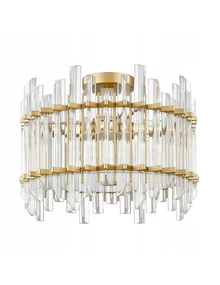 Lampa sufitowa ALEXANDRIA w stylu glamour z kryształami, 6-punktowa, złoty stelaż, idealna nad stół jadalniany.