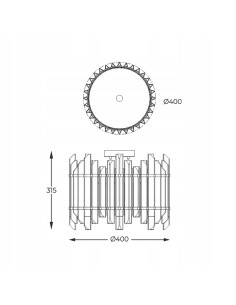 Lampa sufitowa ALEXANDRIA w stylu glamour z kryształami, 6-punktowa, złoty stelaż, idealna nad stół jadalniany. 2