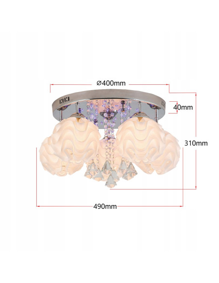 Lampa sufitowa SADA LED w stylu glamour - elegancki plafon z rzeźbionymi kloszami do salonu i holu