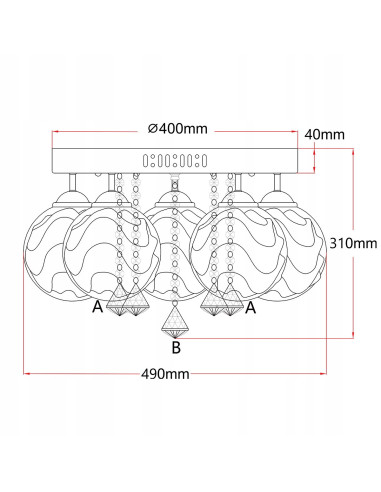 Lampa sufitowa SADA LED w stylu glamour - elegancki plafon z rzeźbionymi kloszami do salonu i holu