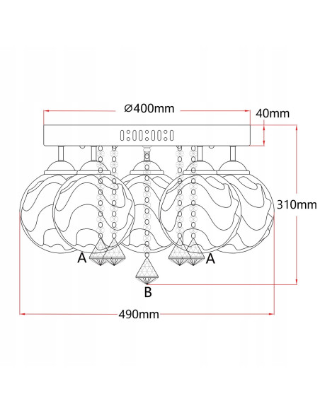 Lampa sufitowa SADA LED w stylu glamour - elegancki plafon z rzeźbionymi kloszami do salonu i holu