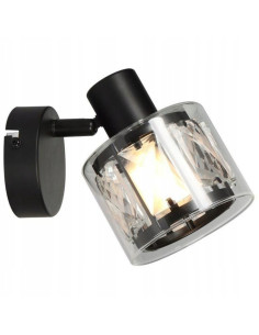 Kinkiet kryształowy ELMO z regulacją, czarny - elegancka lampa do czytania w nowoczesnym stylu klasycznym