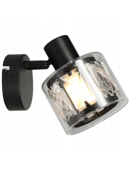 Kinkiet kryształowy ELMO z regulacją, czarny - elegancka lampa do czytania w nowoczesnym stylu klasycznym