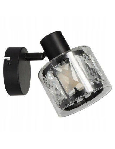 Kinkiet kryształowy ELMO z regulacją, czarny - elegancka lampa do czytania w nowoczesnym stylu klasycznym