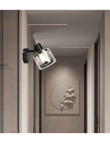 Kinkiet kryształowy ELMO z regulacją, czarny - elegancka lampa do czytania w nowoczesnym stylu klasycznym