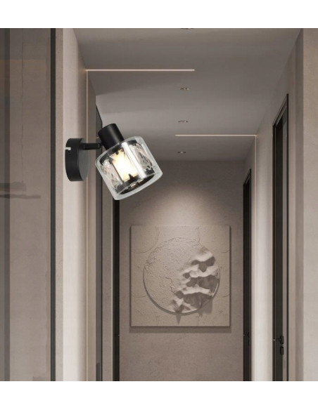 Kinkiet kryształowy ELMO z regulacją, czarny - elegancka lampa do czytania w nowoczesnym stylu klasycznym