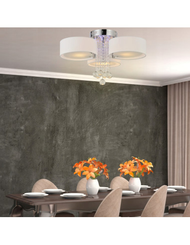 Elegancki plafon kryształowy GAMBELA w białym kolorze – nowoczesne oświetlenie sufitowe do salonu i przestrzeni komercyjnych