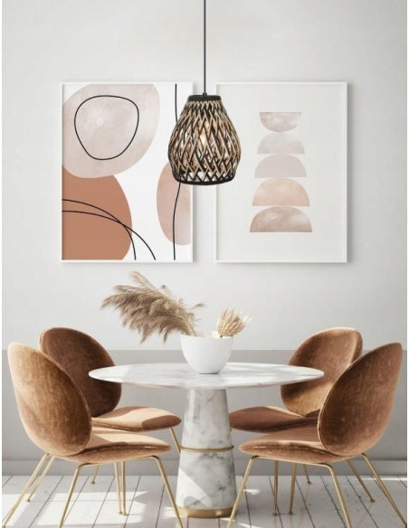 Nowoczesna lampa wisząca Carmina z bambusa E27, 120 cm, w kolorach beżowym, brązowym i czarnym - elegancja do wnętrz.