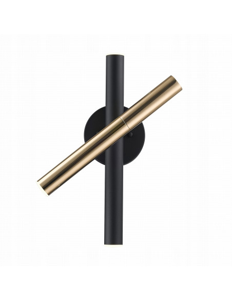 Kinkiet LOYA – nowoczesne oświetlenie regulowane w czarno-złotym, idealne do eleganckich wnętrz i korytarzy.