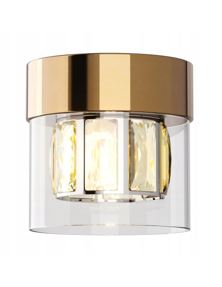 Plafon GEM w kolorze francuskiego złota z kryształami – elegancka lampa sufitowa do salonu i sypialni