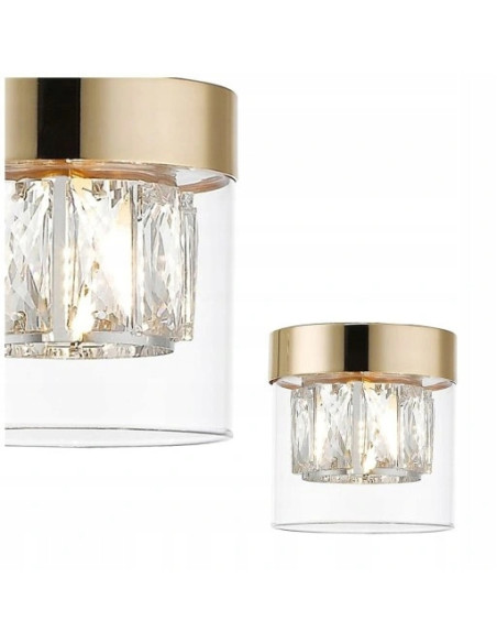 Plafon GEM w kolorze francuskiego złota z kryształami – elegancka lampa sufitowa do salonu i sypialni