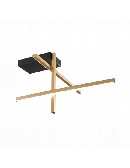 Lampa sufitowa LED EDGE, nowoczesny plafon w kolorach czarnym i złotym, 3 punkty świetlne, 900 lumenów