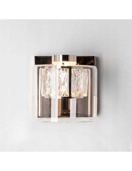 Kinkiet GEM w złotym wykończeniu z przezroczystą kopułą - eleganckie oświetlenie do nowoczesnych wnętrz