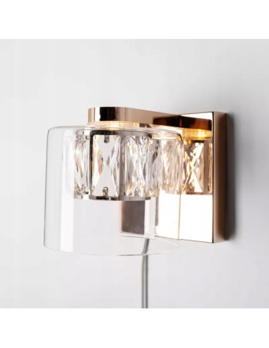 Kinkiet GEM w złotym wykończeniu z przezroczystą kopułą - eleganckie oświetlenie do nowoczesnych wnętrz