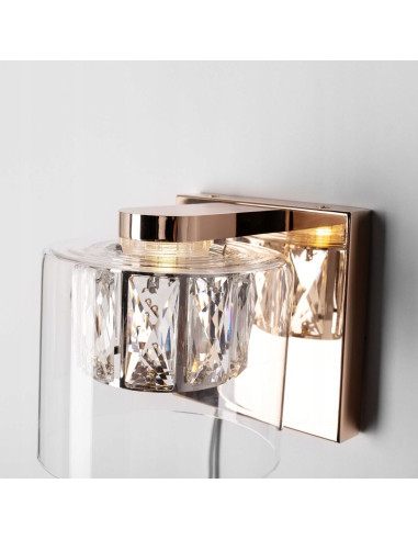 Kinkiet GEM w złotym wykończeniu z przezroczystą kopułą - eleganckie oświetlenie do nowoczesnych wnętrz