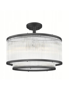 Elegancki plafon okrągły SERGIO z metalowo-szklanym wykończeniem, 5 punktów świetlnych E14 do jadalni i salonu