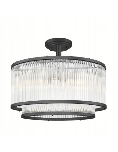 Elegancki plafon okrągły SERGIO z metalowo-szklanym wykończeniem, 5 punktów świetlnych E14 do jadalni i salonu