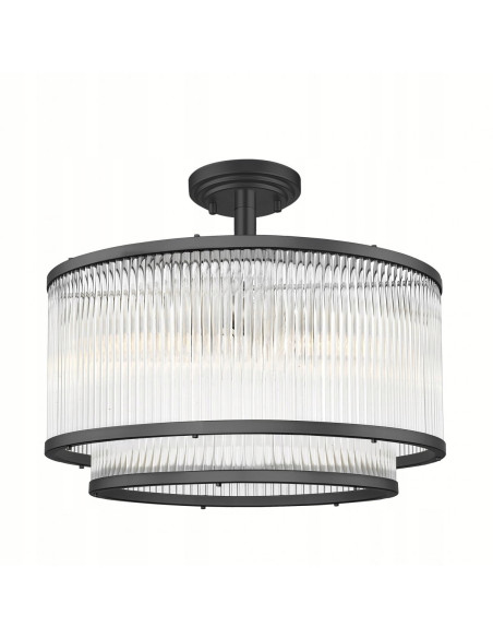 Elegancki plafon okrągły SERGIO z metalowo-szklanym wykończeniem, 5 punktów świetlnych E14 do jadalni i salonu