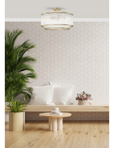 Plafon sufitowy SERGIO w złotym kolorze z prążkowanego szkła – nowoczesna elegancja dla Twojego wnętrza 2