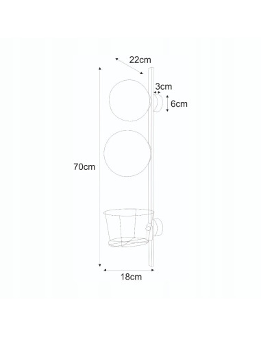 Kinkiet ścienny z doniczką PLANT E14 – elegancki metalowy design do nowoczesnych wnętrz, idealny do salonu i biura.