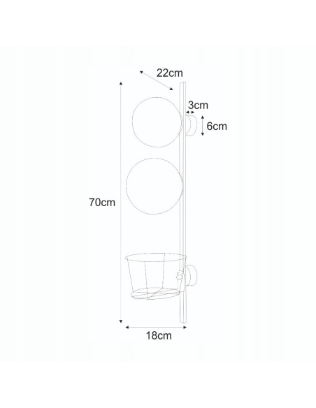 Kinkiet ścienny z doniczką PLANT E14 – elegancki metalowy design do nowoczesnych wnętrz, idealny do salonu i biura.