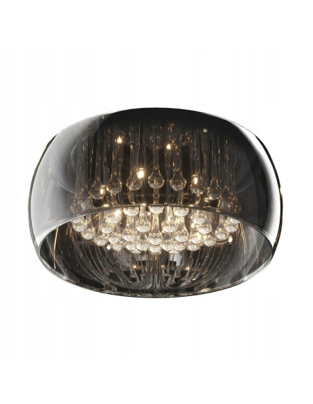 Luksusowy Plafon Eliptyczny CRYSTAL z Przydymionym Szkłem, 6x G9 - Idealne Oświetlenie do Salonu i Jadalni