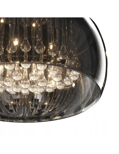 Luksusowy Plafon Eliptyczny CRYSTAL z Przydymionym Szkłem, 6x G9 - Idealne Oświetlenie do Salonu i Jadalni