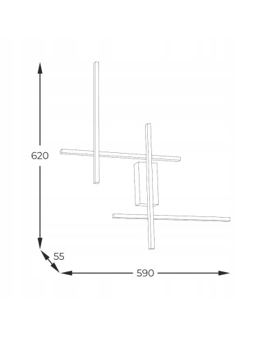 Kinkiet LED EDGE w kształcie anteny telewizyjnej, złoto-czarny, nowoczesny, 1350 lumenów, metalowy, regulacja barwy światła.