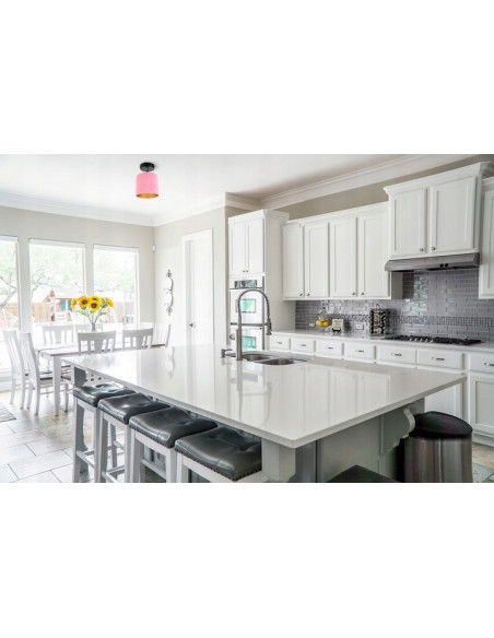 Plafon sufitowy MEDIOLAN z weluru różowego – elegancka lampa do salonów kosmetycznych i nowoczesnych wnętrz