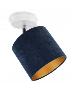 Lampa sufitowa Mediolan z aksamitnym abażurem, granatowa, regulowana, E27, elegancka do salonu, różne kolory konstrukcji