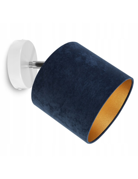 Lampa sufitowa Mediolan z aksamitnym abażurem, granatowa, regulowana, E27, elegancka do salonu, różne kolory konstrukcji