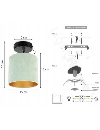 Lampa sufitowa MEDIOLAN - stylowe oświetlenie w kolorze oliwkowym, czarnym i białym do eleganckich wnętrz.