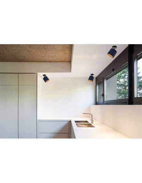 Lampa sufitowa Mediolan z aksamitnym abażurem, granatowa, regulowana, E27, elegancka do salonu, różne kolory konstrukcji